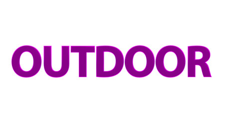 Outdoor - pinke plakative 3D-Schrift, draußen, Natur, Sport, Erholung, Joggen, Wandern, Fahrradfahren, Aktivitäten, Freisteller, Rendering
