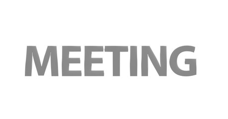 Meeting - silberne plakative 3D-Schrift, Besprechung, Planung, Agenda, Sitzung, Besprechungsraum, Team, Effizienz, Rendering, Freisteller