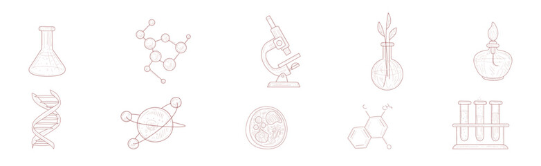 Different Lab and Chemistry Hand Drawn Element Vector Set