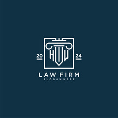 HW initial monogram logo for lawfirm with pillar design in creative square