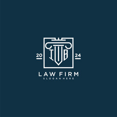 IB initial monogram logo for lawfirm with pillar design in creative square