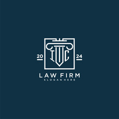 IC initial monogram logo for lawfirm with pillar design in creative square