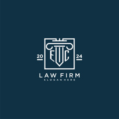 EC initial monogram logo for lawfirm with pillar design in creative square