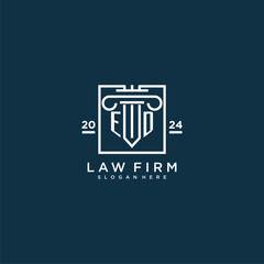 ED initial monogram logo for lawfirm with pillar design in creative square