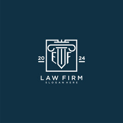 EF initial monogram logo for lawfirm with pillar design in creative square