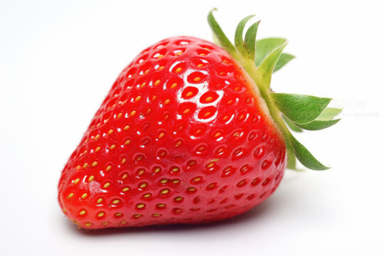 Single strawberry, isolated white background