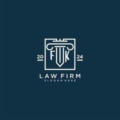 FK initial monogram logo for lawfirm with pillar design in creative square