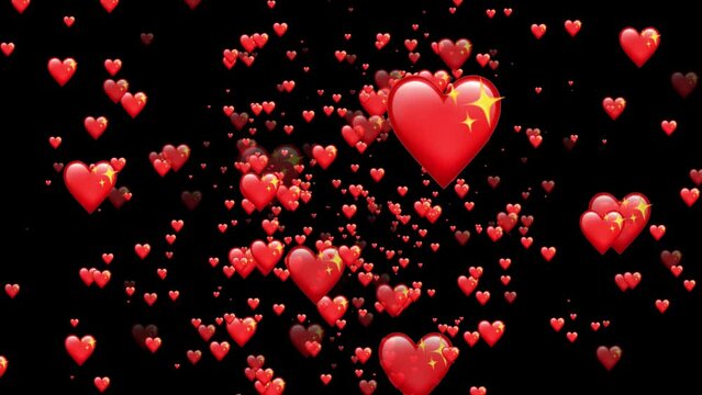 Red sparkle particles with abstract background. Romantic Wedding anniversary Valentine's day. Abstract heart shape outline.