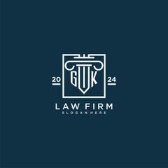 GK initial monogram logo for lawfirm with pillar design in creative square