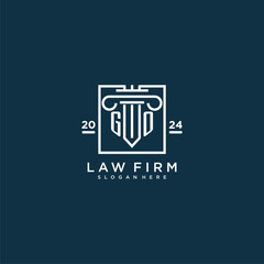GO initial monogram logo for lawfirm with pillar design in creative square