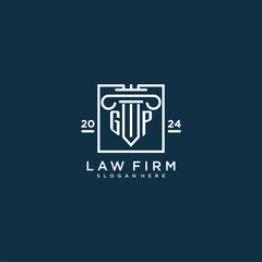 GP initial monogram logo for lawfirm with pillar design in creative square