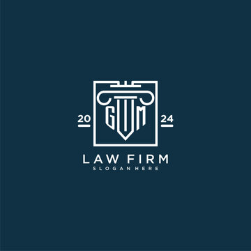 GM initial monogram logo for lawfirm with pillar design in creative square