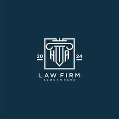 HA initial monogram logo for lawfirm with pillar design in creative square