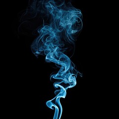 Abstract blue smoke texture isolated on clear black background