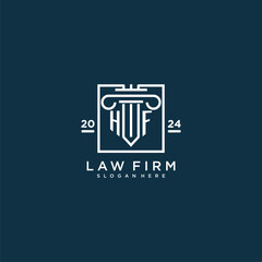 HF initial monogram logo for lawfirm with pillar design in creative square