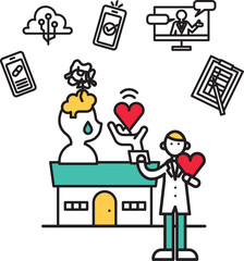 シンプルな線画のメンタルクリニックのイラスト（人物）