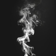 Abstract white smoke texture isolated on clear black background