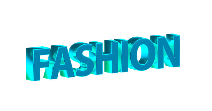 Fashion &ndash; blaue plakative 3D-Schrift, Trends, Stil, Kleidung, Design, Mode, Outfits, Style, Accessoires, Models, Laufsteg, Kreativit&auml;t, Rendering, Freisteller