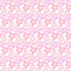 ピンクのパステル調の桜模様のベクターイラストパターン