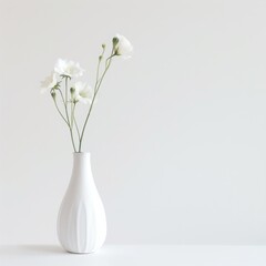 Abstract white background with white flower in flowerpot