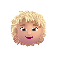 Woman: Medium-Light Skin Tone, Curly Hair