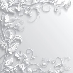 Abstract white wall background with floral ornament texture