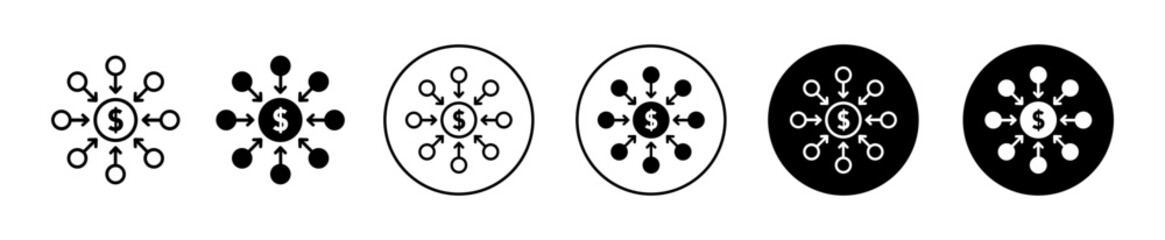 Centralized vector icon set collection. Centralized Outline flat Icon.