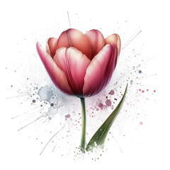 The Isolated Tulip's Watercolor Aura for Fine Art