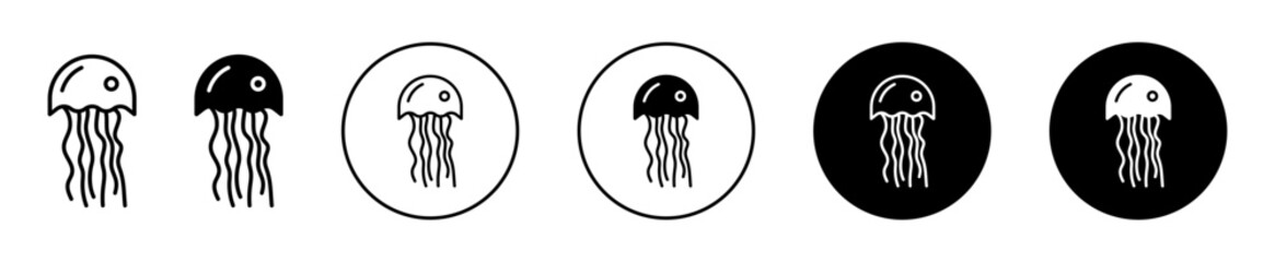 Jellyfish vector icon set collection. Jellyfish Outline flat Icon.
