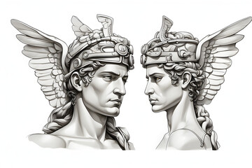 Front view of aesthetics Hermes illustration on white background