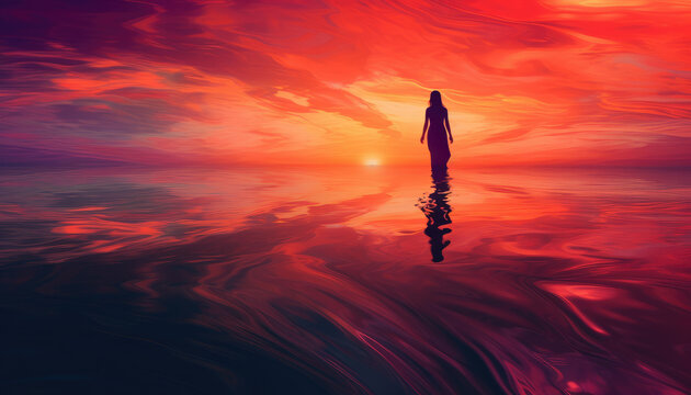 Somnambulism or sleepwalking surreal background