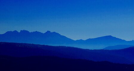 Mountain silhouette in South Tyrol, Italy, Alps, Europe, mountain ridge at dusk as silhouette, mystical and beautiful	