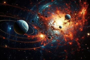 Space and time themed futuristic abstract parallel universes design