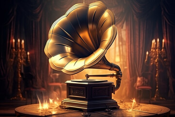 old gramophone with vinyl record