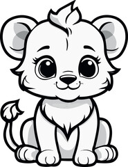Naklejka premium Beautiful and lovely cute lion cub cartoon vector 