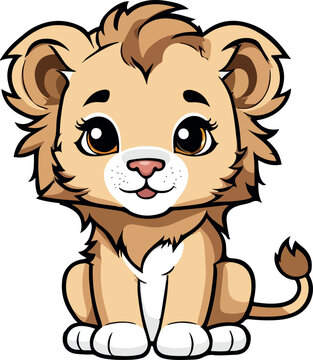 Gorgeous and lovely cute lion cub cartoon vector
