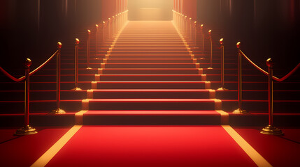 Luxurious and elegant red carpet staircase, holiday awards ceremony event
