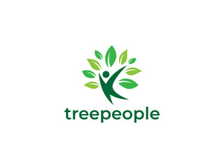 tree people logo vector illustration. life nature logo templates