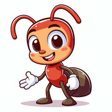 Cartoon character ant, flat colors