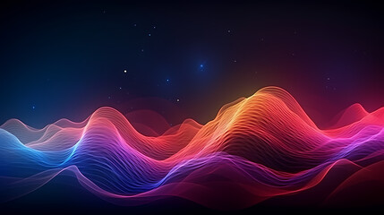 Future digital technology, abstract digital waves and particles on dark background