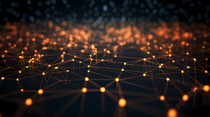 Obraz premium Future digital technology, abstract digital waves and particles on dark background