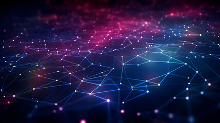Fototapeta premium Future digital technology, abstract digital waves and particles on dark background