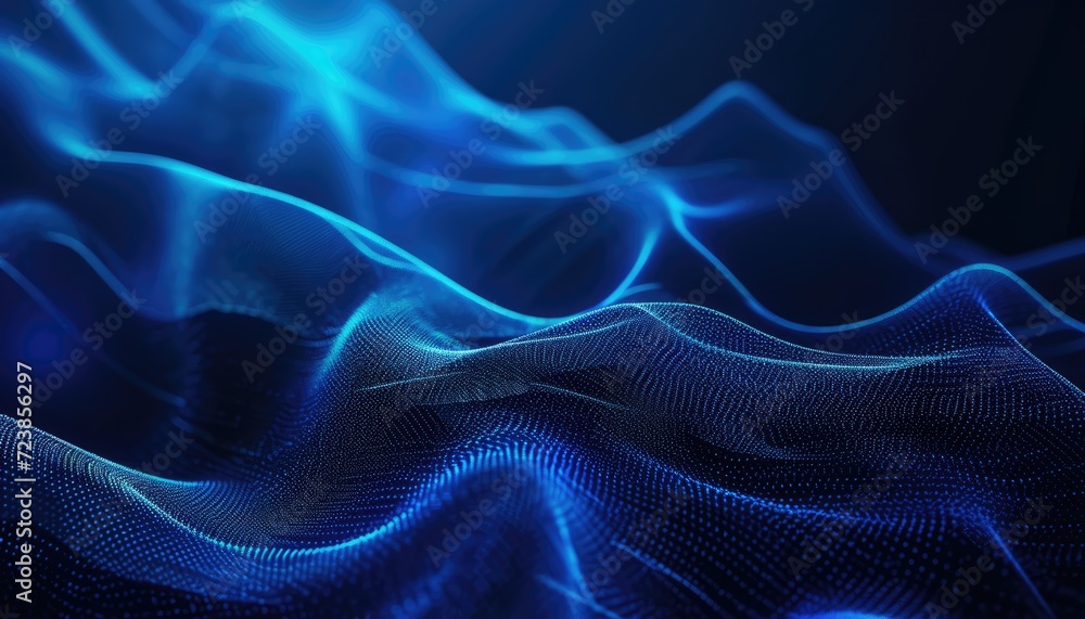 Wall mural Abstract blue technology wavy background