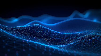 Future digital technology, abstract digital waves and particles on dark background
