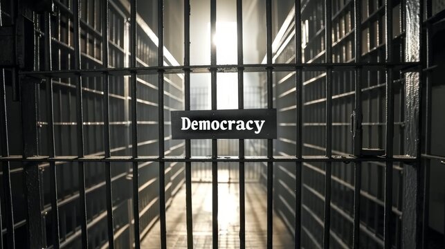 Democracy in prison - a symbolic representation of totalitarian systems.
