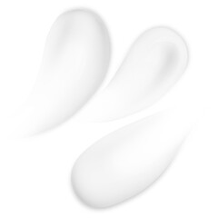 Smears of white cream on empty background