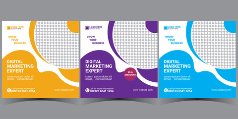 business social media post template. corporate media post template. set of square banner template.