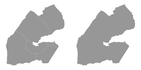 Djibouti map with administrative divisions. Vector illustration.