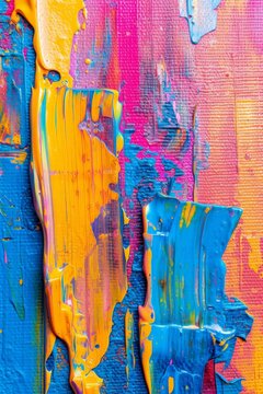 Colorful Abstract Paint on a Wall in the Style of Joyful Chaos - Vibrant Bold Soft Brush Strokes Color Spectrum Background created with Generative AI Technology