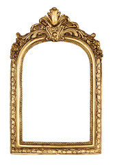 Empty old colored picture or image frame. Top view, studio photgraphed. Isolated on a white background.